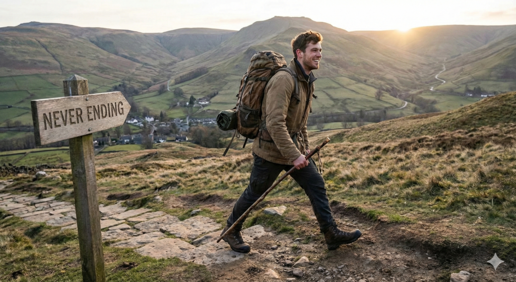 Man walking on a new journey of self improvement